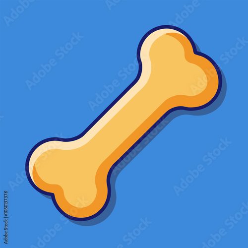 A simple yet effective illustration of a dog bone, perfect for use in pet-related designs, websites, or apps. This cartoon-style image is sure to bring a smile to any dog lover's face.