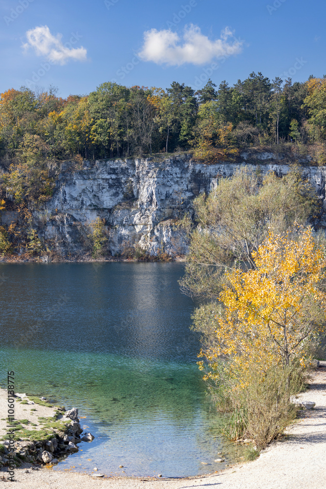 Beautiful view of Lagoon Zakrzowek, artificial water reservoir in city center, Krakow, Poland
