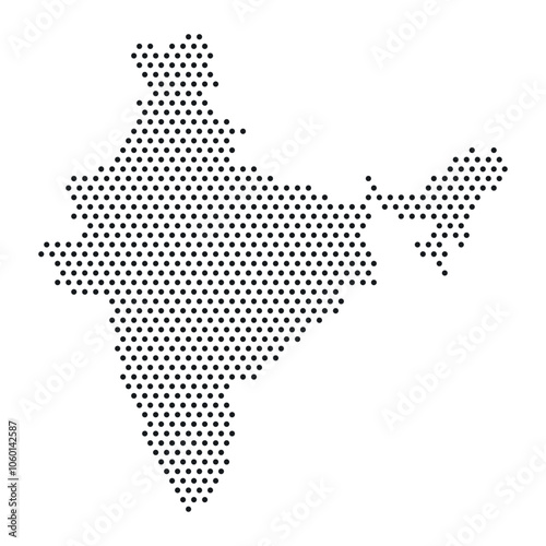 India map dotted silhouette, Isolated vector design on white background.