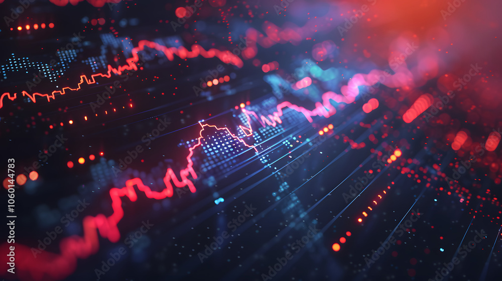 Digital forex market graphs on a dark background, depicting financial data and currency exchange concept, creative design Digital forex market graphs on a dark background, depicting financial data and currency exchange concept, creative design
