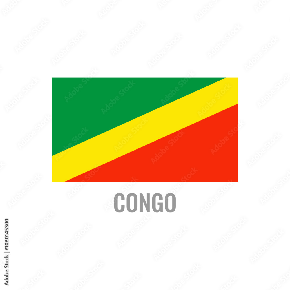 Fototapeta premium Congo flag icon. The country sign. Rectangle shape. Isolated on a white background. Vector image.