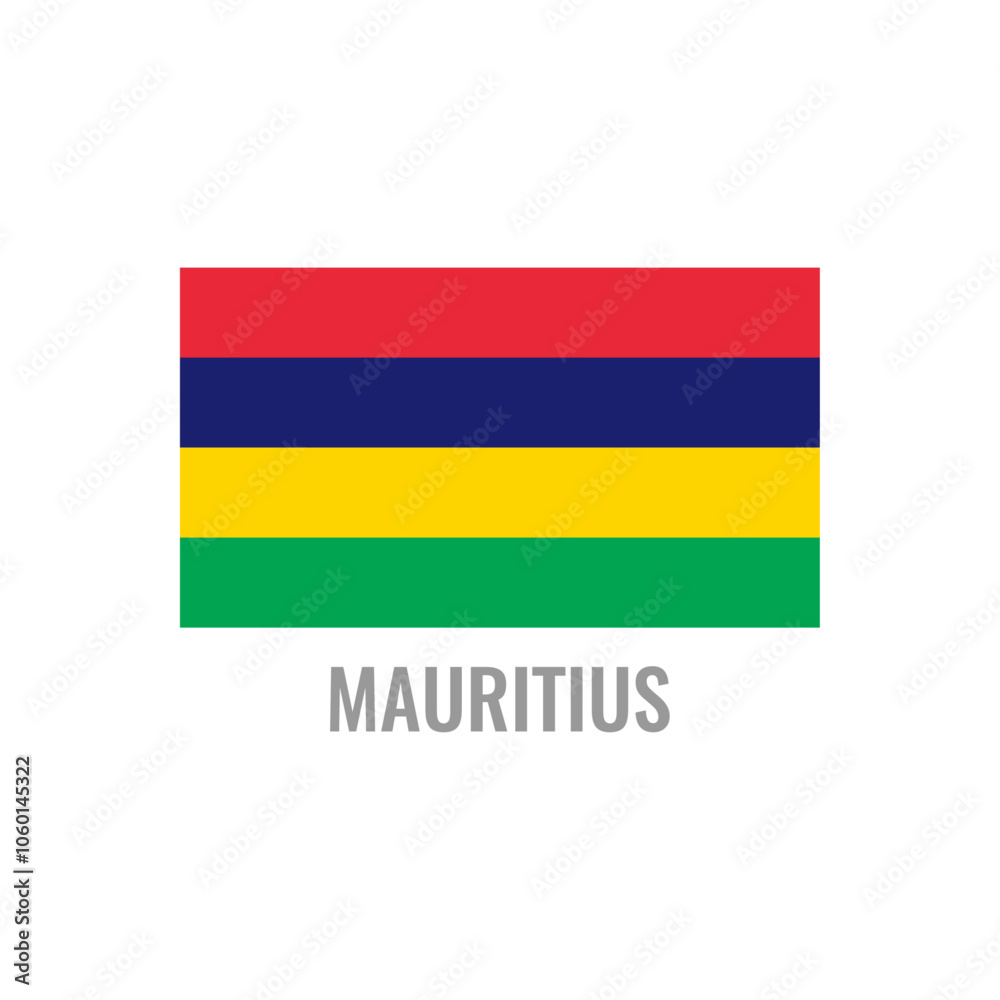 Mauritius flag icon. The country sign. Rectangle shape. Isolated on a white background. Vector image. Mauritius flag icon. The country sign. Rectangle shape. Isolated on a white background. Vector image.