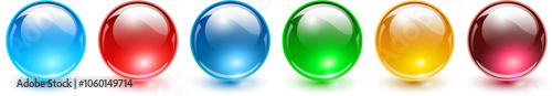 Colored spheres set, shiny and glossy 3D colorful glass balls icons collection,