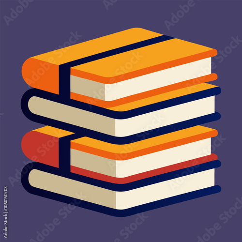 A stack of four books, each with a distinct color, representing a collection of knowledge. The vibrant colors and simple design make this a perfect illustration for education, literature.