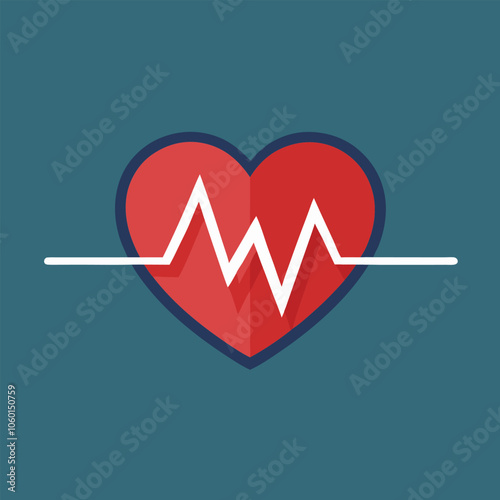 A simple yet powerful icon representing a heartbeat, perfect for healthcare, medical, and wellness-related projects. The red heart with a white EKG line symbolizes life, health, and vitality.