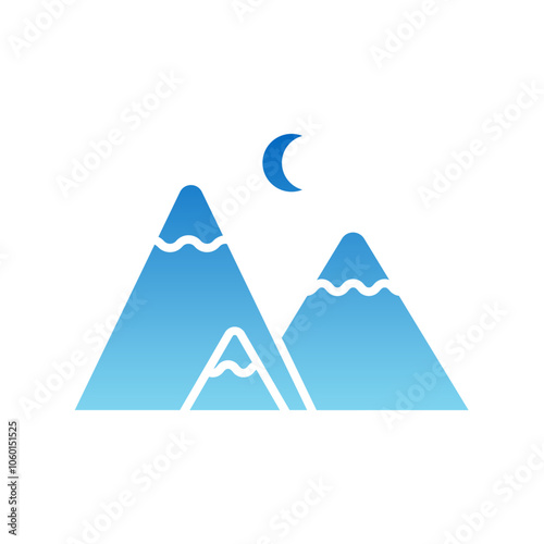 mountains winter gradient fill icon