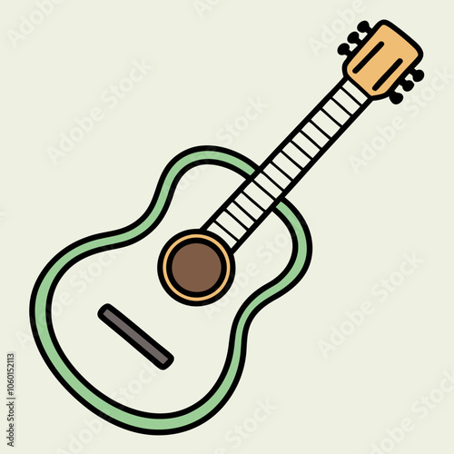 A simple and stylish illustration of an acoustic guitar, perfect for adding a musical touch to your designs. This clean and modern graphic is ideal for music-related projects, websites, or branding.