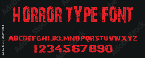   Horror dark lettering tattoo vector type font. grunge style Y2k type font with gothic pank rock and blood style signs and symbols. scary tattoo font vector icon photo