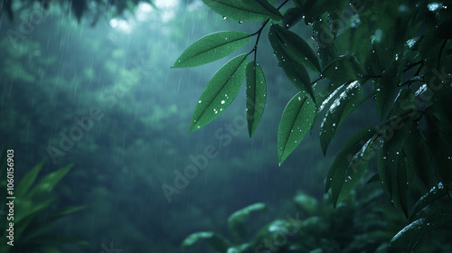 rain drops on green leaves