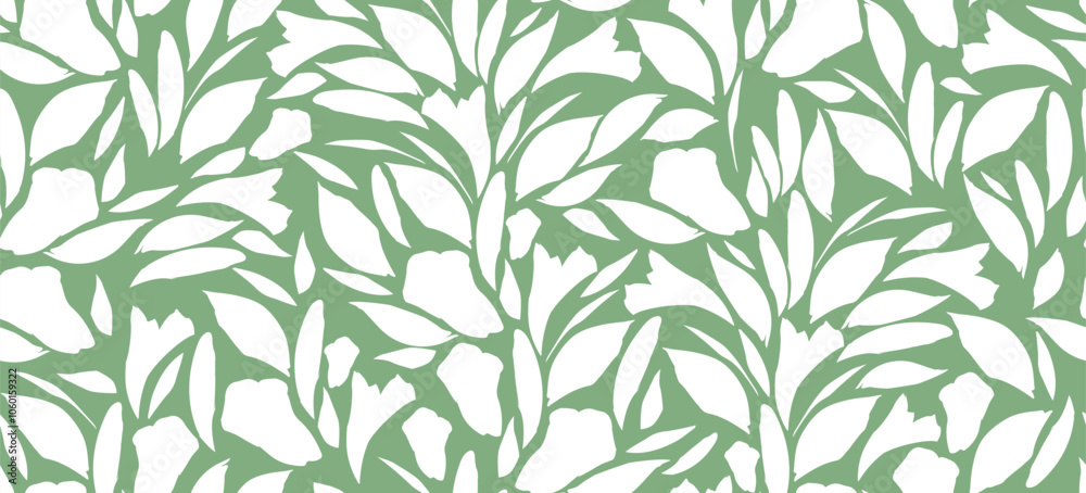 Floral Seamless Pattern with Leaves Ornament for Organic and Healthy Food Packaging, Textile, Fabric, Natural Eco Cosmetics, Vegan Product. Vector Leaves Pattern Design. Floral Seamless Pattern with Leaves Ornament for Organic and Healthy Food Packaging, Textile, Fabric, Natural Eco Cosmetics, Vegan Product. Vector Leaves Pattern Design.