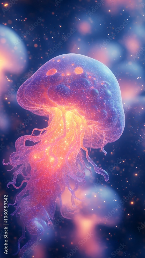 Fototapeta premium Fractal space nebula in cute 3D cartoon style illustration