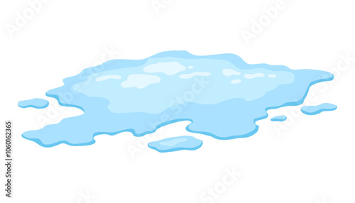 Obraz na płótnie Water spill puddle. Blue liquid shape in flat cartoon style. Clean fluid drop design element isolated on white background w salonie