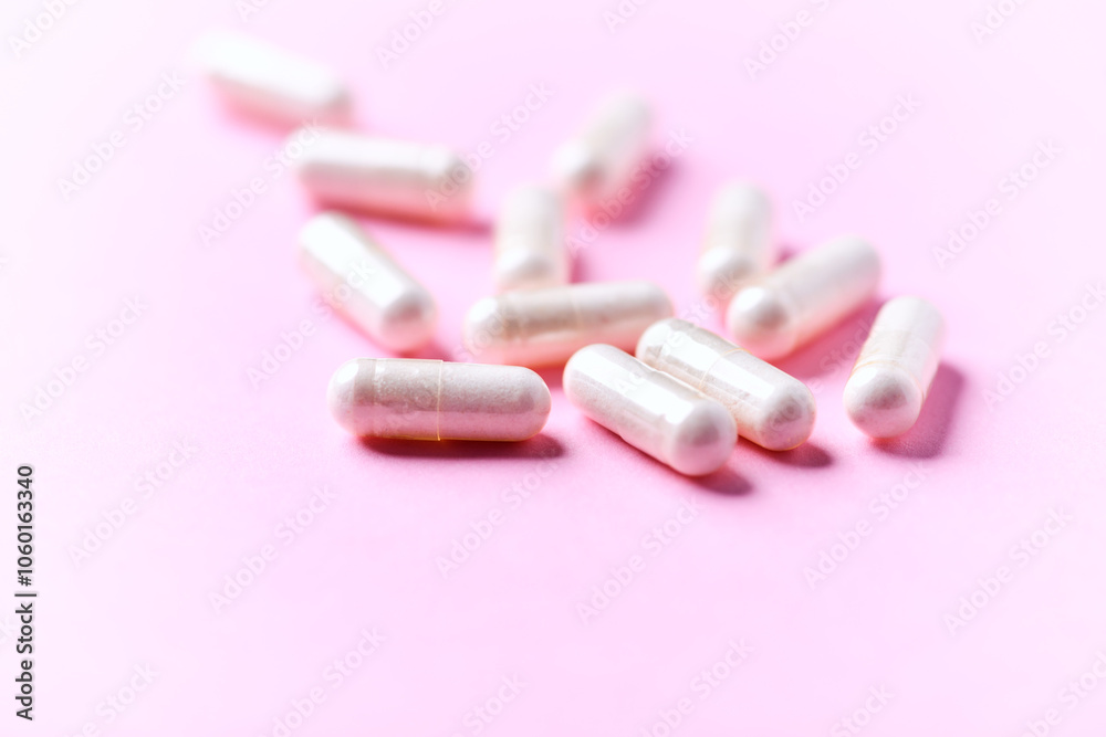 Chrom (Chromium) capsules. Dietary supplements. Paper background. Soft focus. Close up. Copy space Chrom (Chromium) capsules. Dietary supplements. Paper background. Soft focus. Close up. Copy space
