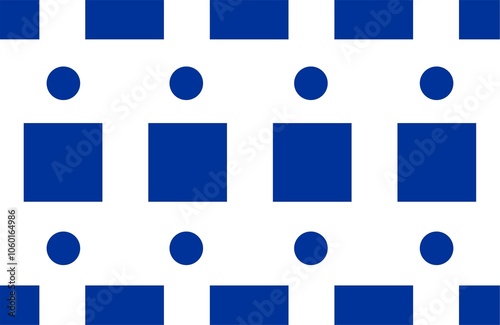 white background with blue object. seamless pattern with square and circle geometry.