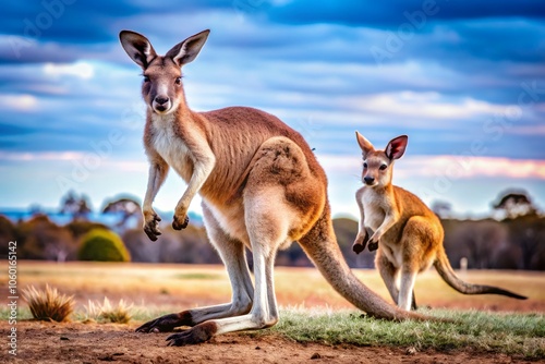 kangaroo in the wild prowling towards the camera photo