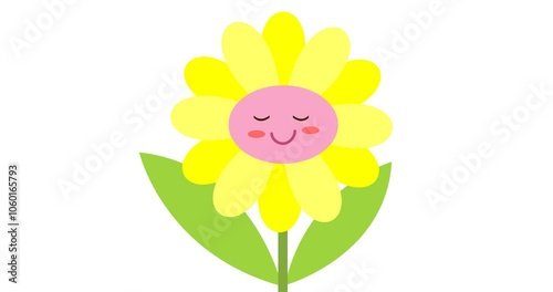 Yellow color blooming flower with happy smile on face.