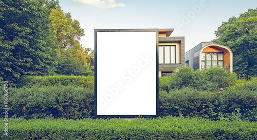 Mockup image of Blank billboard white screen posters and led in for advertising. Outdoor Poster frame Mockup. White billboard mockup on street. Empty mockup Lightbox for information.
 photo