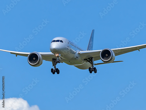 Airplane flying over the blue sky