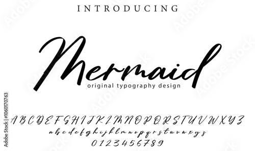 Mermaid Font Stylish brush painted an uppercase vector letters, alphabet, typeface