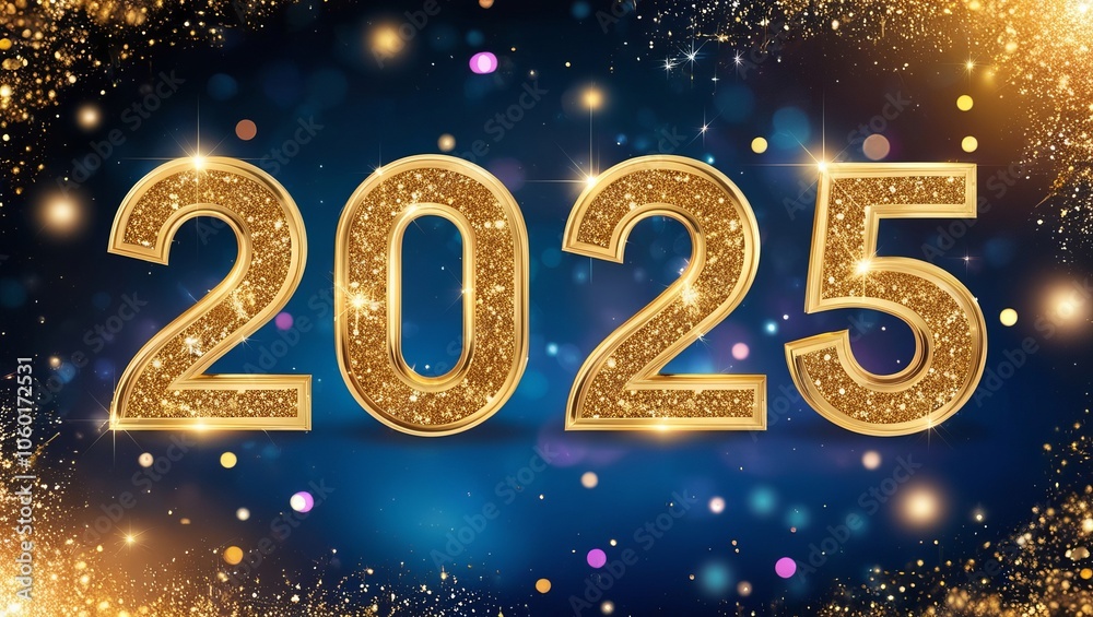 Happy New Year 2025 background with fireworks and bokeh Happy New Year 2025 background with fireworks and bokeh