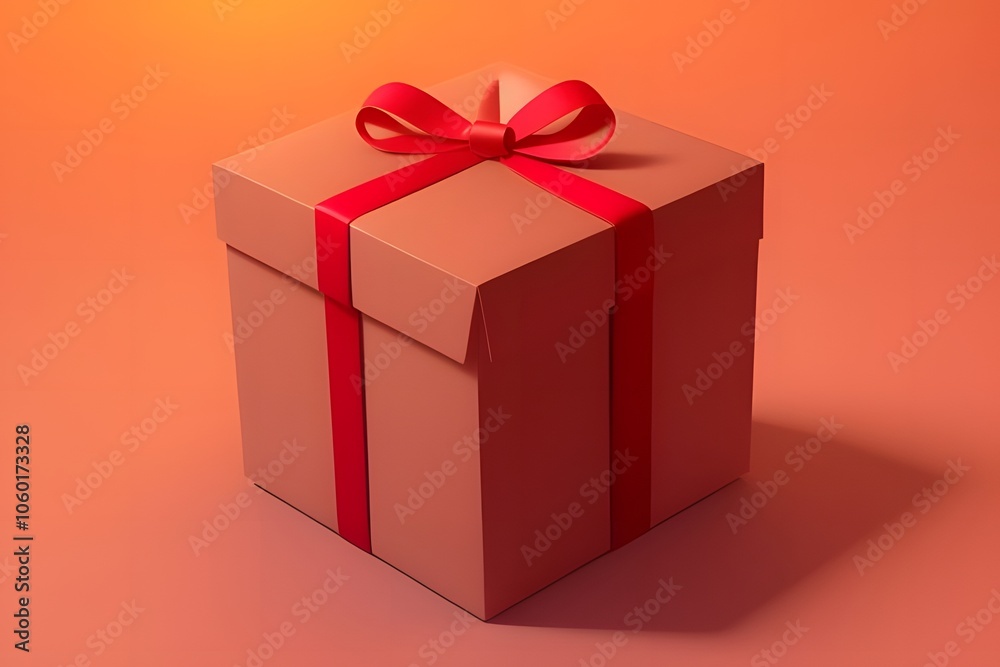 Obraz premium ia generated. red gift box with ribbon
