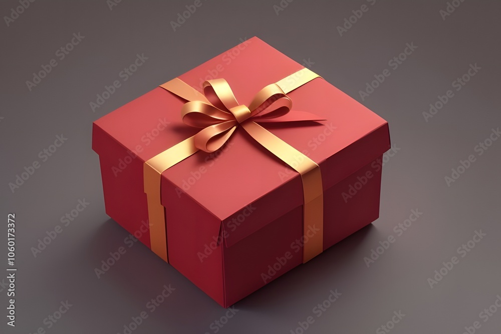 Obraz premium ia generated. red gift box with ribbon