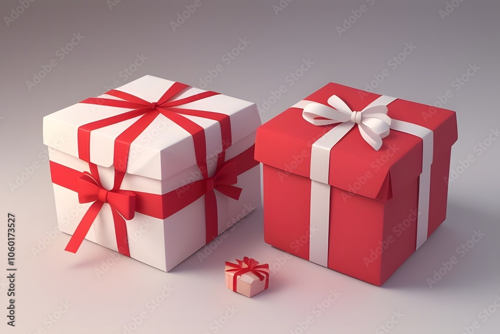 Fototapeta premium ia generated. red gift box with ribbon