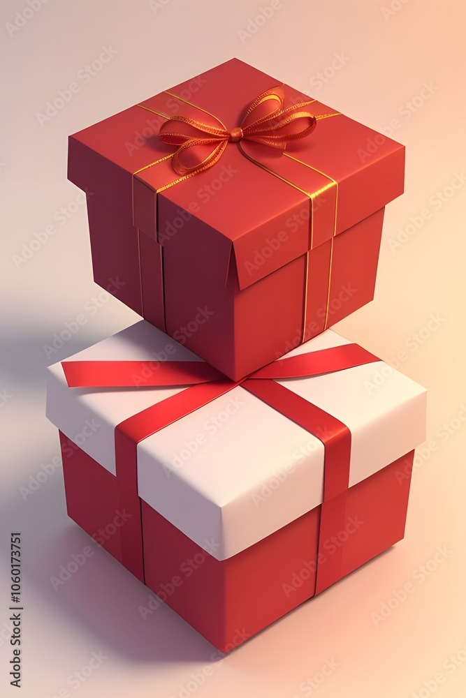 Fototapeta premium ia generated. red gift box with ribbon