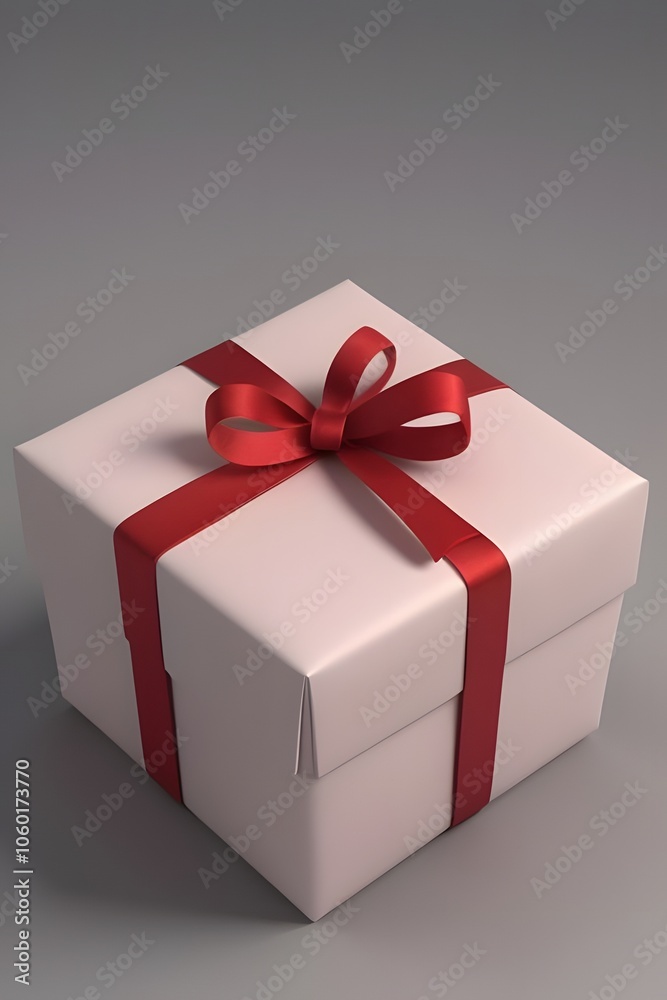 Obraz premium ia generated. red gift box with ribbon