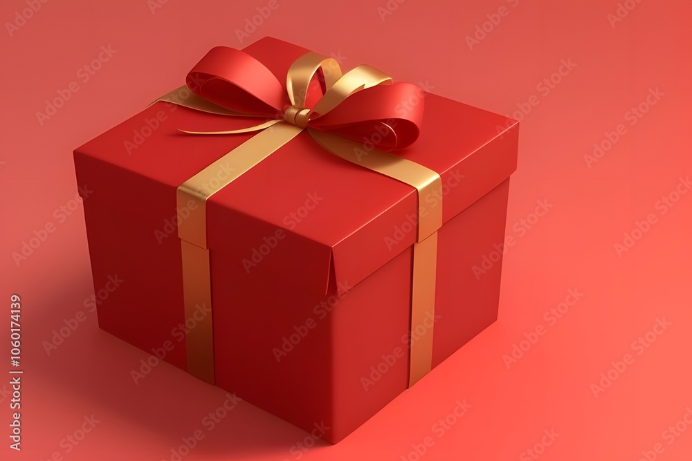Fototapeta premium ia generated. red gift box with ribbon