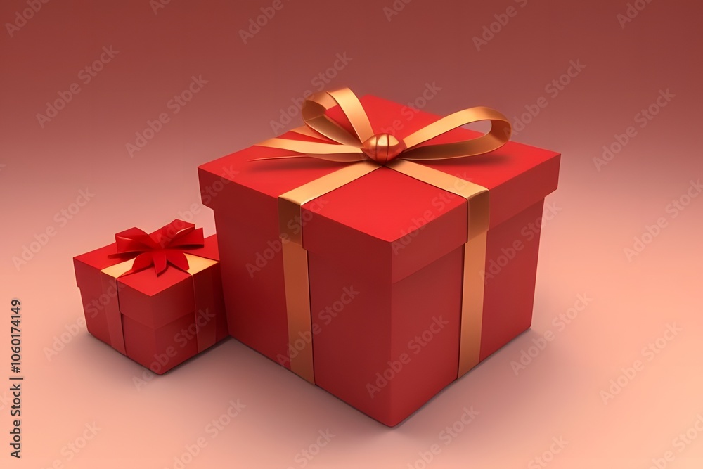 Fototapeta premium ia generated. red gift box with ribbon