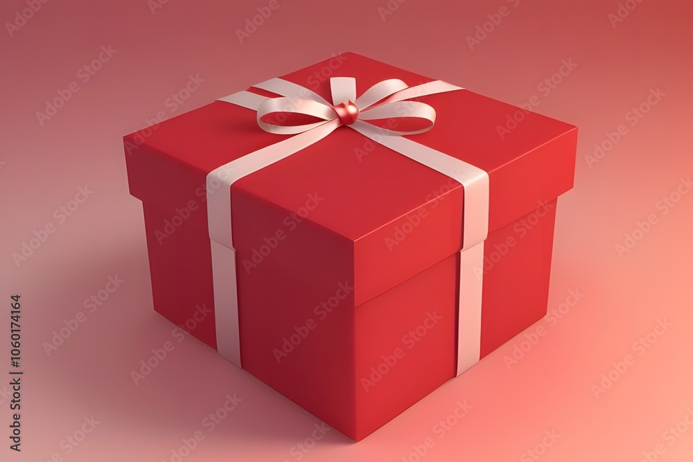 Fototapeta premium ia generated. red gift box with ribbon