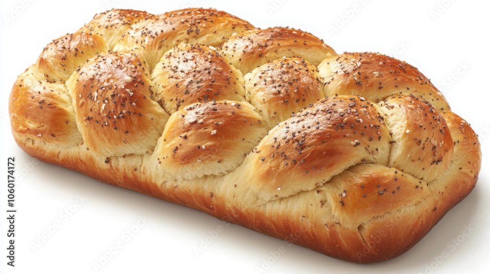A large, fluffy loaf of challah bread with a golden crust, showing traditional Jewish baking A large, fluffy loaf of challah bread with a golden crust, showing traditional Jewish baking