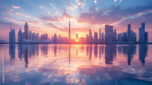 sunset over the city