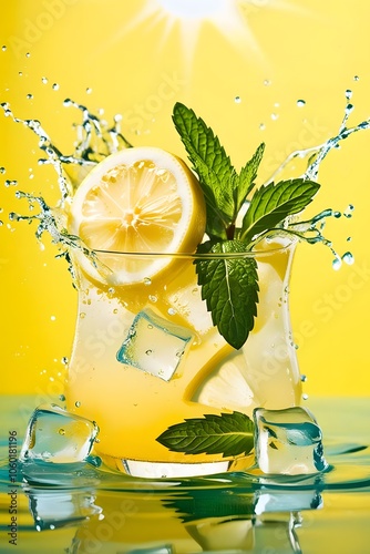 Refreshing lemonade, lemon soda, lemon with mint, lemon juice, lemon flavored water