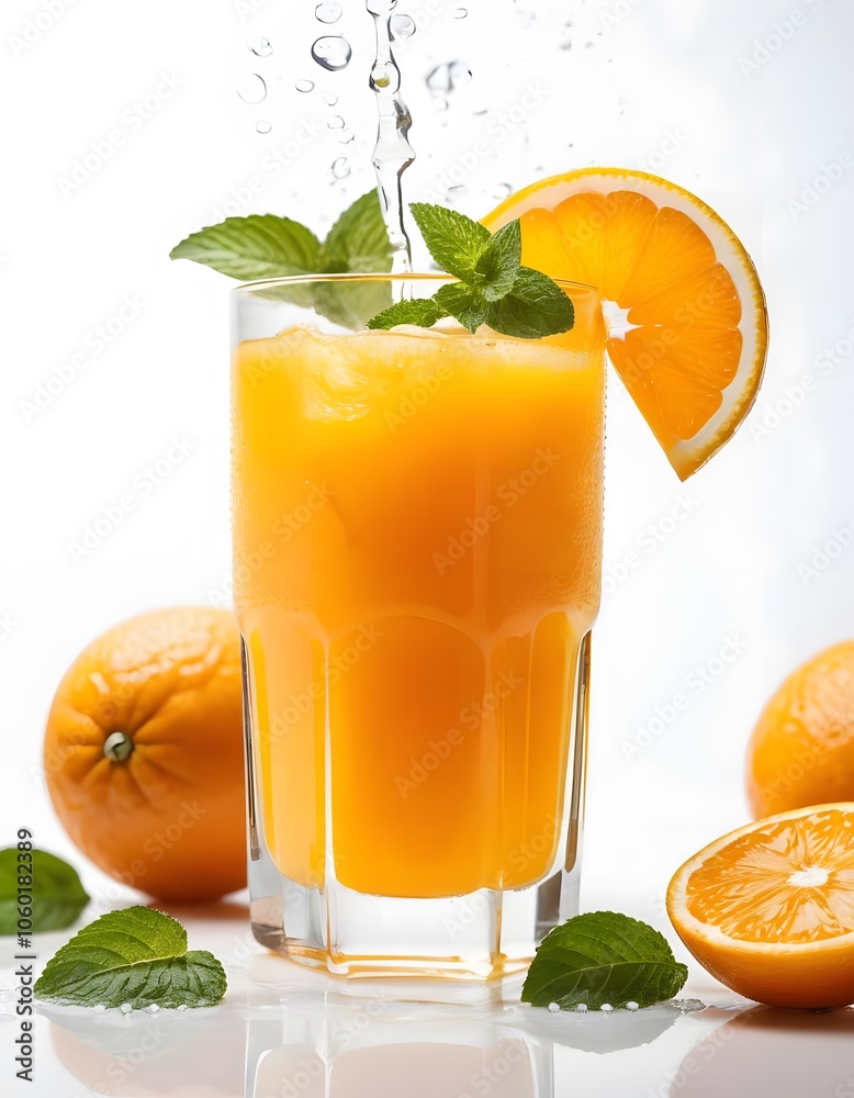 Fresh Orange Juice Splash Orange Juice with Mint  Refreshing Orange Juice Orange Juice Splash Photography