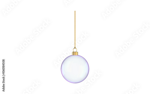 christmas ball bauble glossy transparent glass blank  transcendent purple and pink 3D rendering isolated
