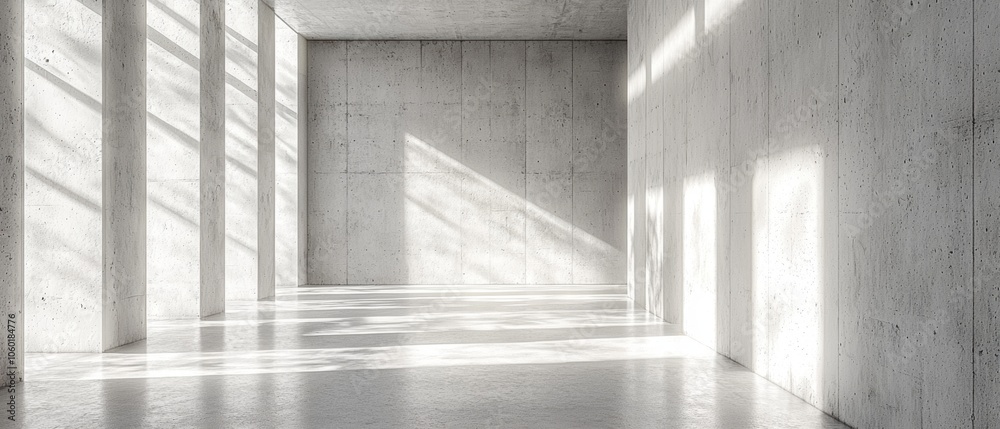 Obraz premium A large, empty room with a lot of light coming in from the windows