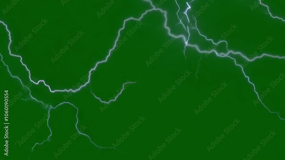 Abstract movement effect of lightning flash on green screen background, generative ai