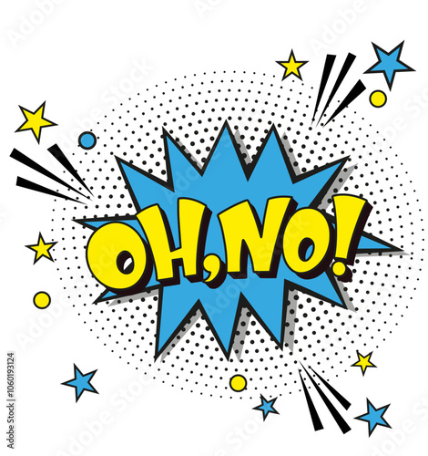 Comic lettering oh no. Vector bright cartoon illustration in retro pop art style. Comic text sound effects. EPS 10.