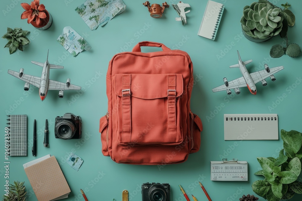 Travel Essentials: Backpack, Airplane Model, and More