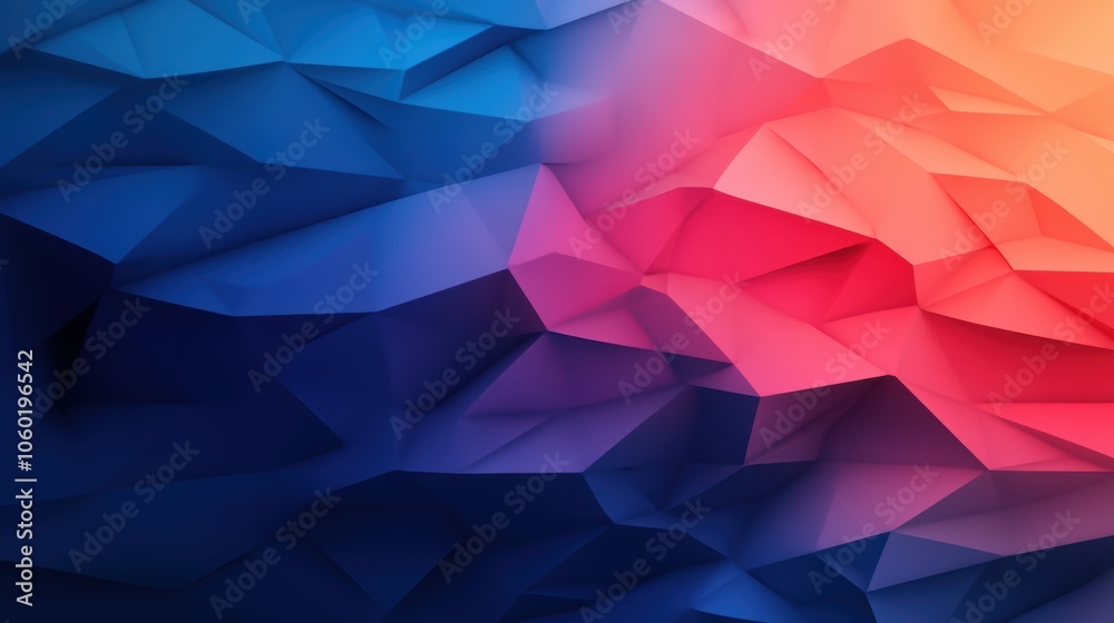 Obraz premium Abstract 3D geometric background with blue and pink faceted shapes