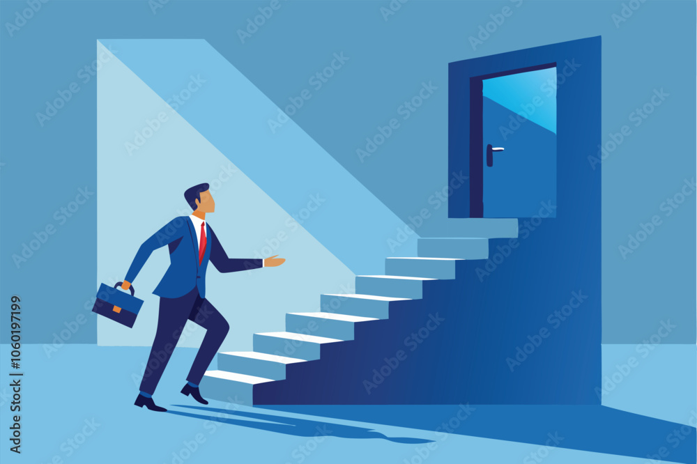 Obraz premium a journey to success: career development and business decisions leading to achievement vector illustration.
