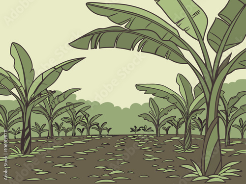 banana tree field scenery