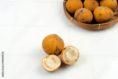 Fresh santol fruit, known as kecapi,isolatedonwhite background photo