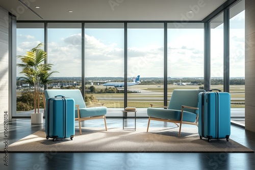 Airport Lounge with Airplane View: Travel Inspiration photo