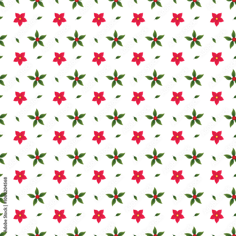 Joyful Christmas pattern with holly leaves and bows. Joyful Christmas pattern with holly leaves and bows.