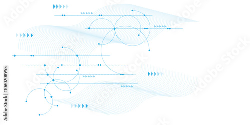 Vectors White Abstract geometric dots and lines connection circuit concept. Global communication technology background design