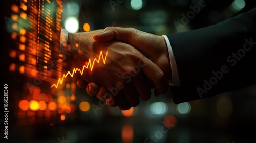 Wallpaper Mural A handshake symbolizing partnership with a financial graph overlay. Torontodigital.ca