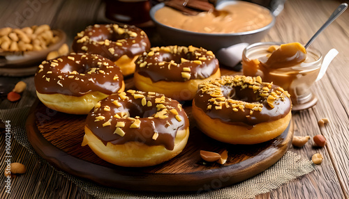 Chocolate Peanut Butter Donuts- Create donuts with a rich chocolate glaze and peanut butter photo